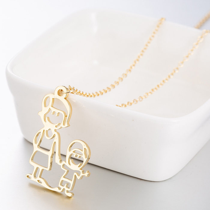 Simple Style Human Stainless Steel  Plating Pendant Necklace