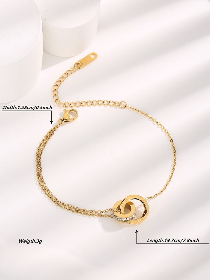 Elegante streetwear geométrico titânio aço chapeamento incrustado zircão pulseiras banhadas a ouro