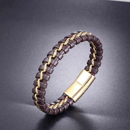 Bracelet tressé géométrique en acier inoxydable de style classique