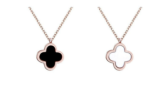 Fashion Four Leaf Clover Wings Butterfly Stainless Steel Plating Inlay Rhinestones Necklace 1 Piece