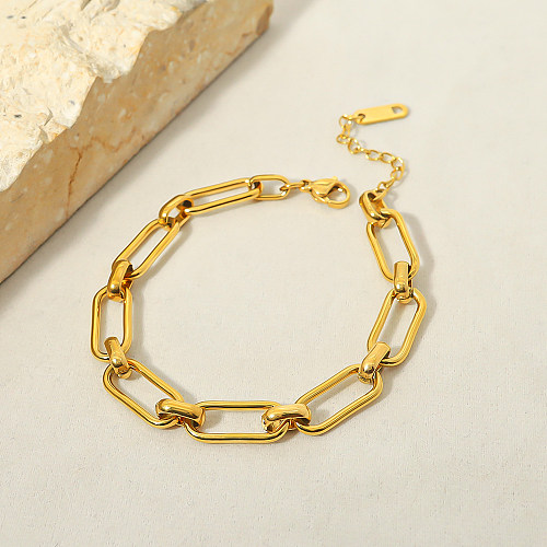 Wholesale Simple Style Geometric Titanium Steel 18K Gold Plated Bracelets