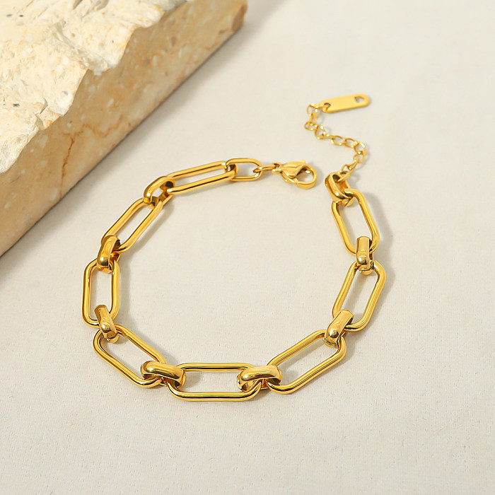 Bracelets plaqués or 18 carats en acier titane géométrique de style simple en gros