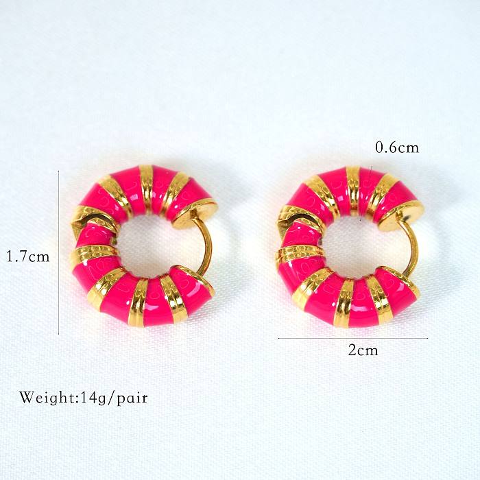 1 Paar schlichte, vergoldete Ohrringe aus Edelstahl mit Farbblockierung