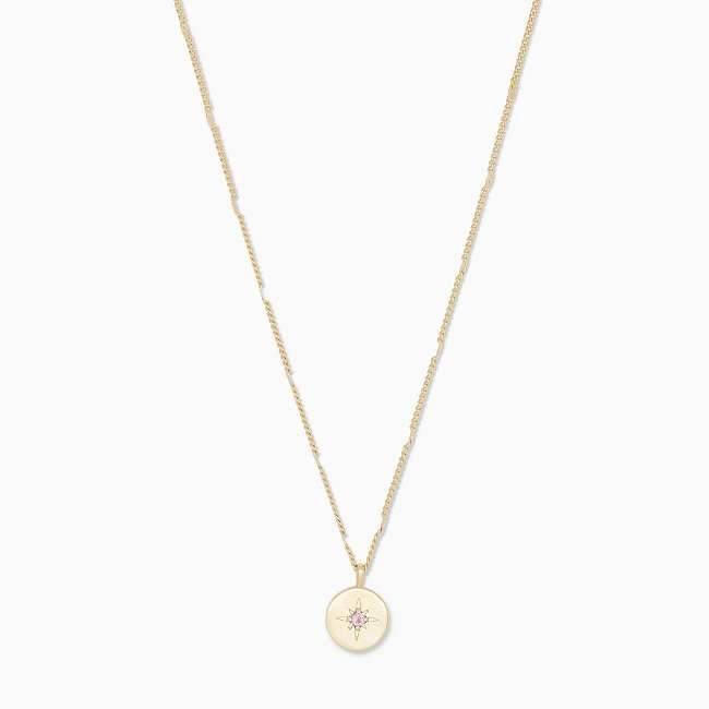Retro Simple Style Round Star Stainless Steel Plating Inlay Birthstone Zircon 18K Gold Plated Pendant Necklace