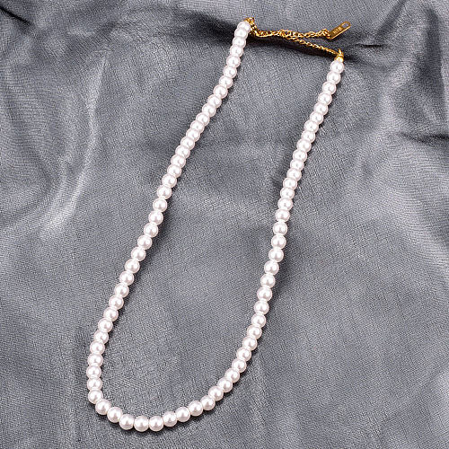 Vintage Style Geometric Stainless Steel Beaded Necklace 1 Piece