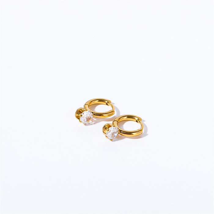 1 Pair Basic Round Plating Stainless Steel  18K Gold Plated Earrings