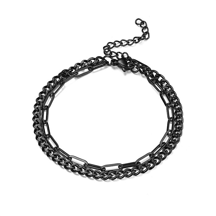Bracelet double couche en acier inoxydable avec chaîne de style IG