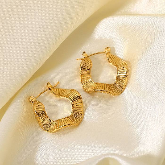 Brincos em formato de onda da moda europeia e americana, joias banhadas a ouro 18K em aço inoxidável