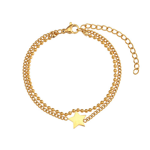 Simple Style Pentagram Stainless Steel Bracelets Layered Stainless Steel Bracelets