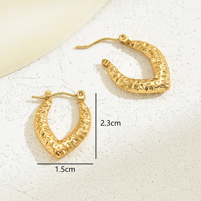 1 paire de boucles d'oreilles en acier inoxydable plaqué or 18 carats, style simple, forme en V, placage irrégulier