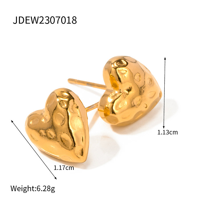 1 Pair IG Style Heart Shape Plating Stainless Steel  18K Gold Plated Ear Studs