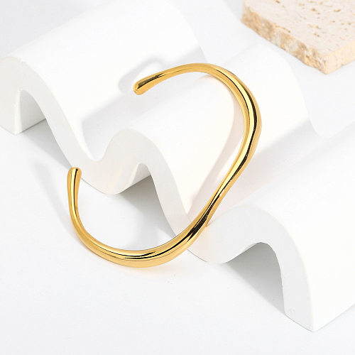 French Style Simple Style Irregular Stainless Steel Titanium Steel 18K Gold Plated Cuff Bracelets In Bulk