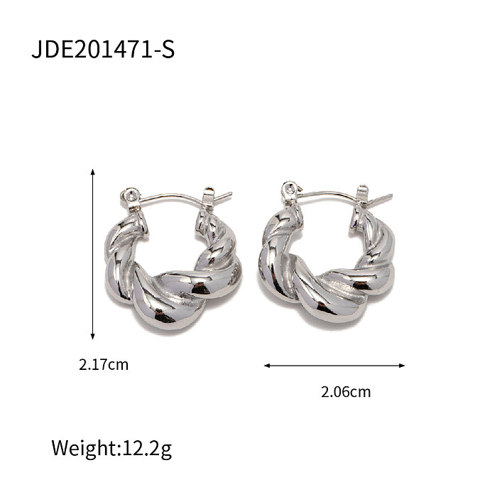 1 Pair Retro Streetwear Twist Stainless Steel  Plating Earrings