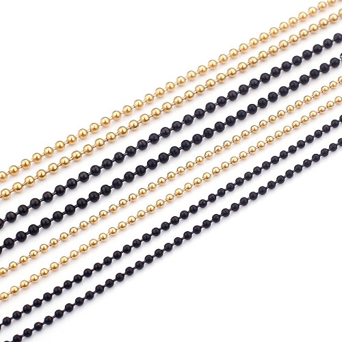 Collier de chaîne en acier inoxydable à perles rondes, chaîne multi-spécifications, vente en gros