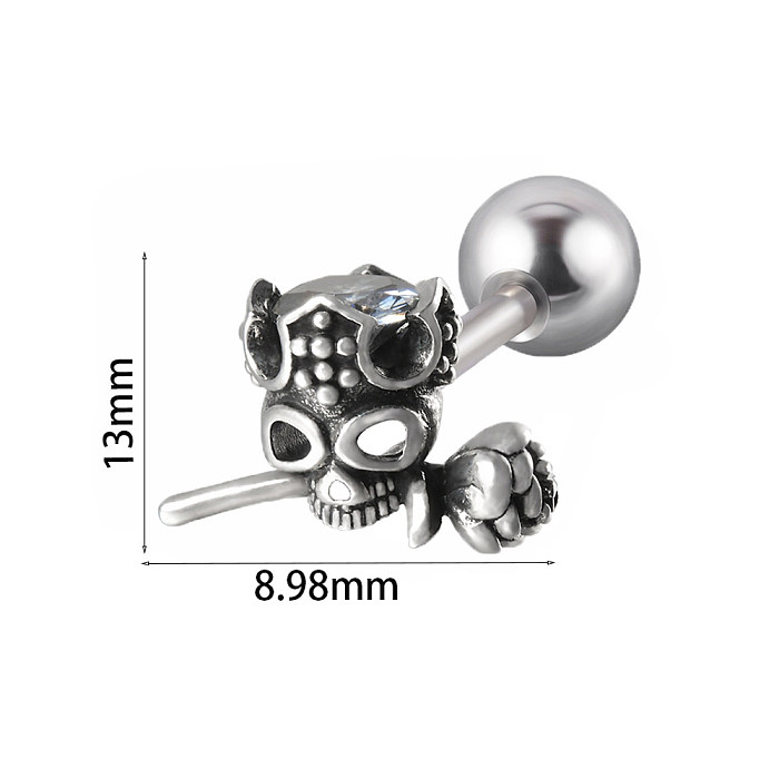 1 Piece Casual Flower Plating Inlay Stainless Steel  Zircon Ear Studs