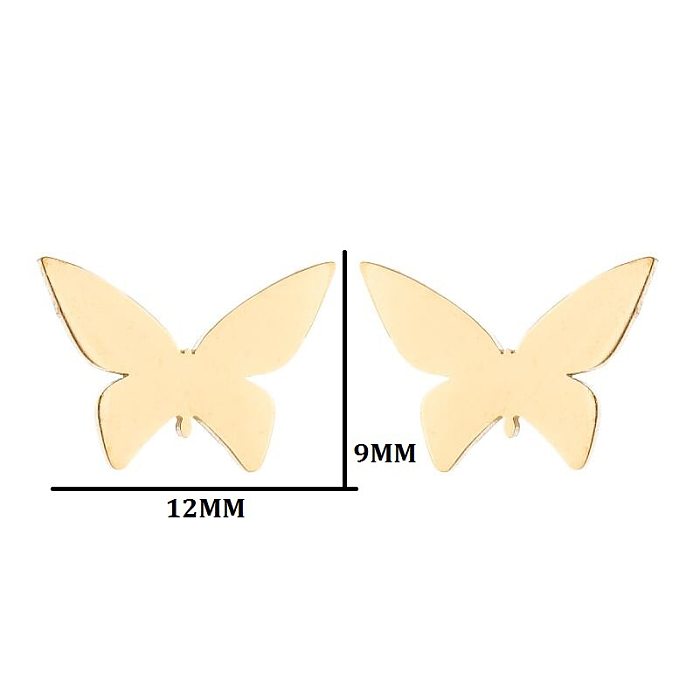 1 paire de clous d'oreilles en acier inoxydable plaqué papillon à la mode