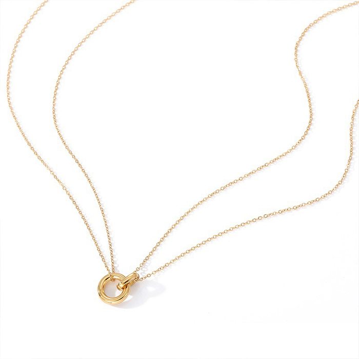 Simple Style Solid Color Stainless Steel  Plating Gold Plated Layered Necklaces