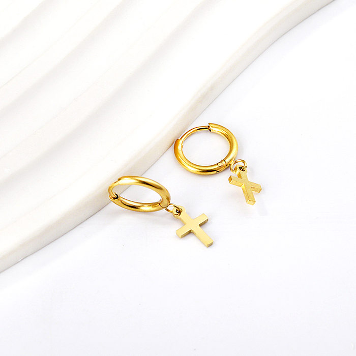 1 Pair Vacation Flower Plating Stainless Steel  Gold Plated Drop Earrings