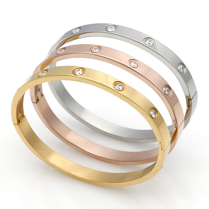 1 Piece Fashion Round Titanium Steel Plating Bangle