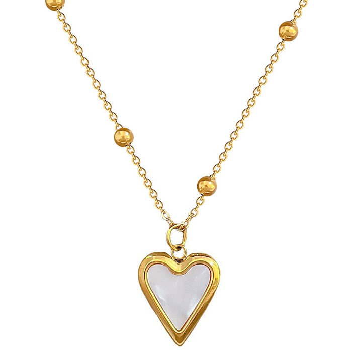 Damen-Halskette mit Anhänger in Herzform, Edelstahl-Beschichtung, vergoldet