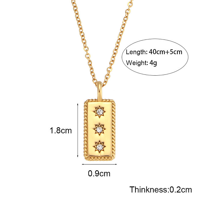 Fashion Square Stainless Steel  Necklace Inlay Zircon Stainless Steel  Necklaces