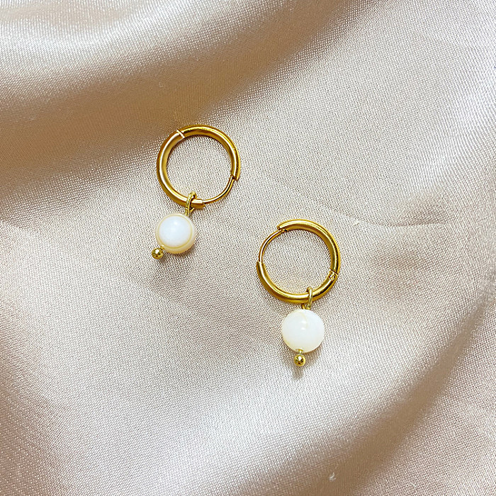 1 Pair Elegant Cute Simple Style Pearl Plating Stainless Steel  White Gold Plated Gold Plated Drop Earrings
