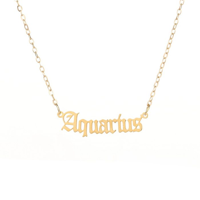 Fashion 12 Constellation Stainless Steel  Pendant Virgo Gold Necklace