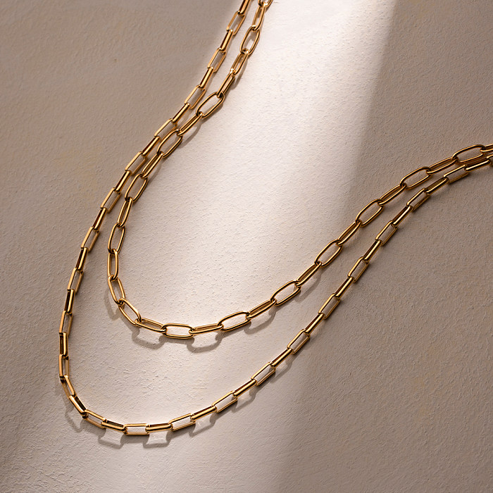 IG-Stil-Halskette mit einfarbiger Edelstahlbeschichtung und 18-Karat-Vergoldung