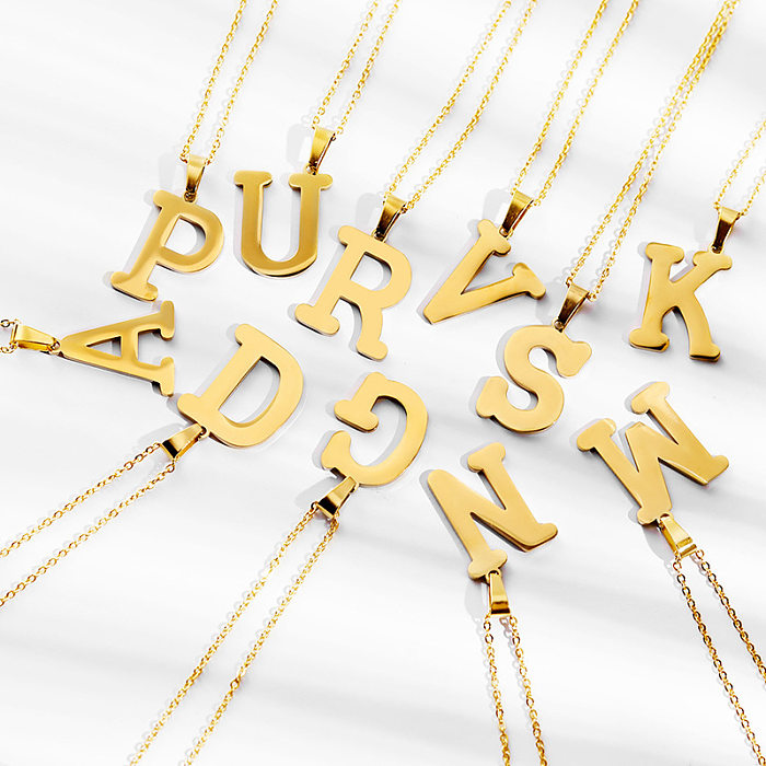 Schlichte Halskette mit Buchstaben-Anhänger aus Edelstahl