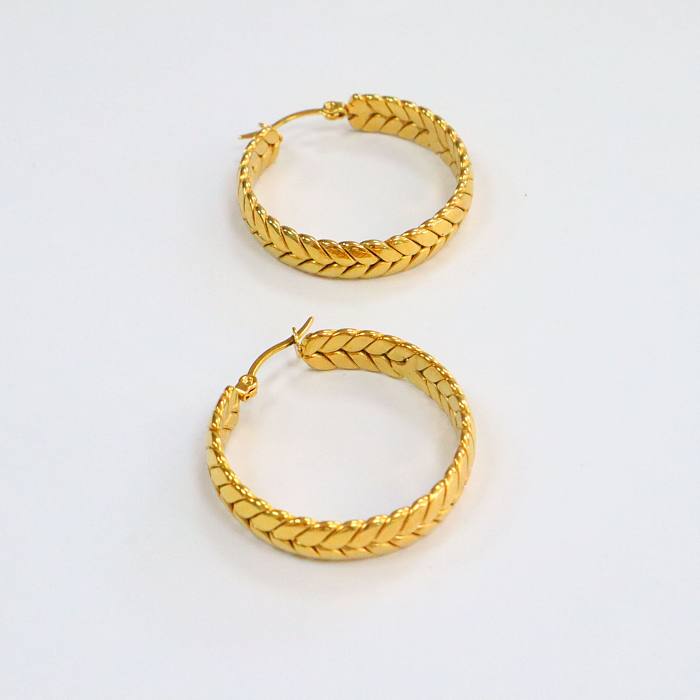 1 Pair Fashion Solid Color Twist Stainless Steel  Plating Hoop Earrings