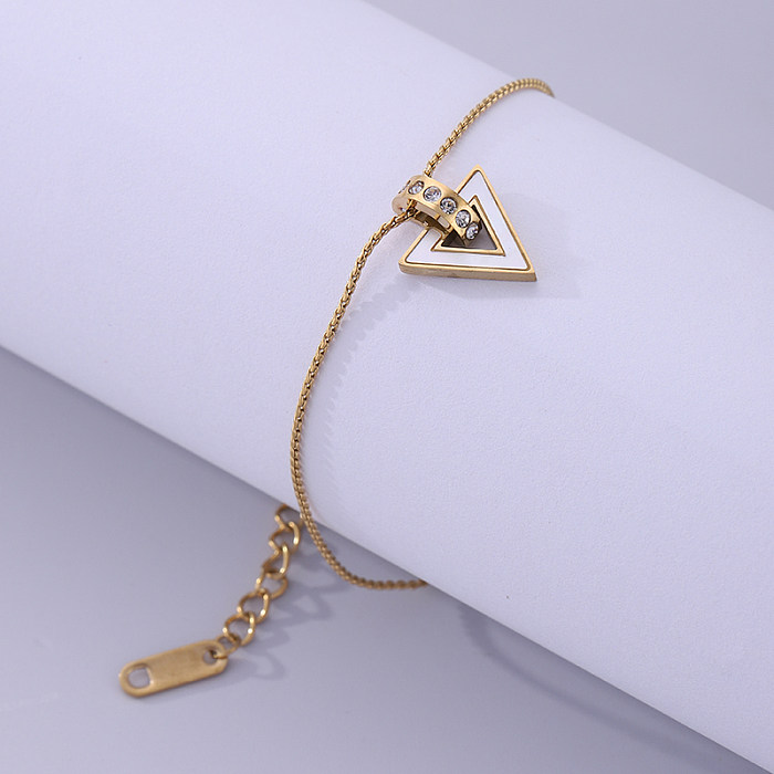 Basic Triangle Stainless Steel Plating Inlay Rhinestones 18K Gold Plated Bracelets