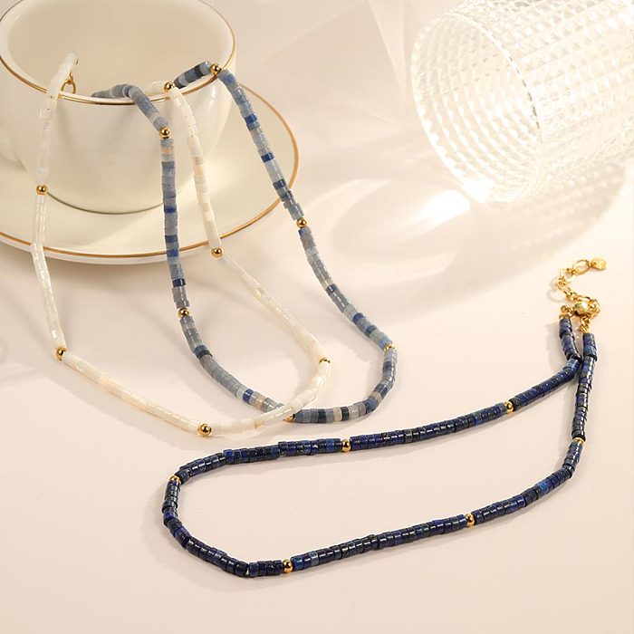 Simple Style Round Stainless Steel  Beaded Plating Gold Plated Necklace