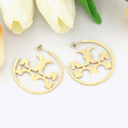 1 Pair IG Style Exaggerated Symbol Hollow Out Carving Stainless Steel  Ear Studs