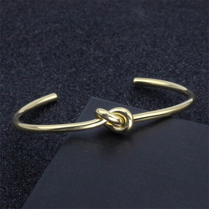 Simple Style Solid Color Stainless Steel Titanium Steel Polishing Plating Rose Gold Plated Gold Plated