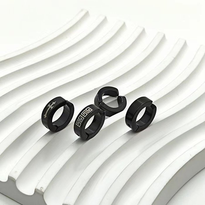 10 Pieces Elegant Simple Style Streetwear Pentagram Circle Polishing Plating Metal Stainless Steel  Earrings
