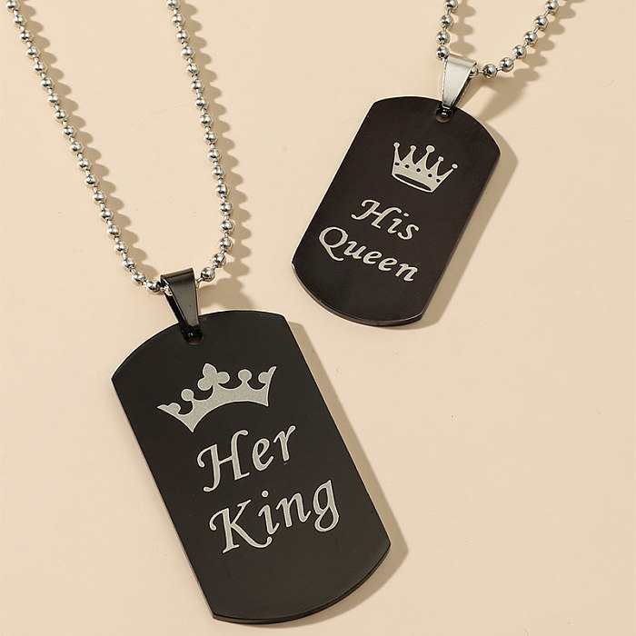 Fashion Jewelry Stainless Steel  Her King His Queen Crown Necklace Set