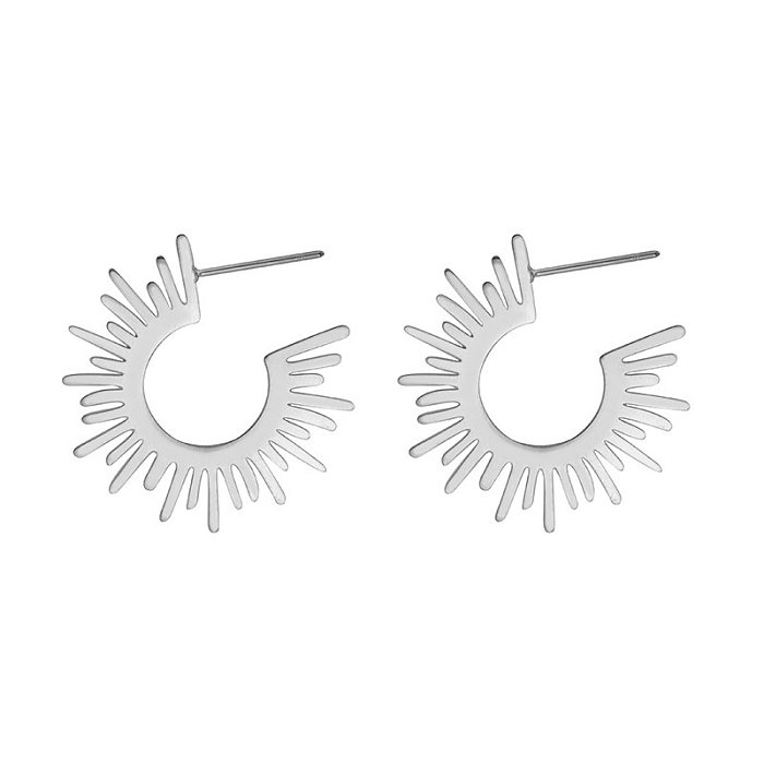 Simple Stainless Steel  Earrings Fashion Sunflower Earrings