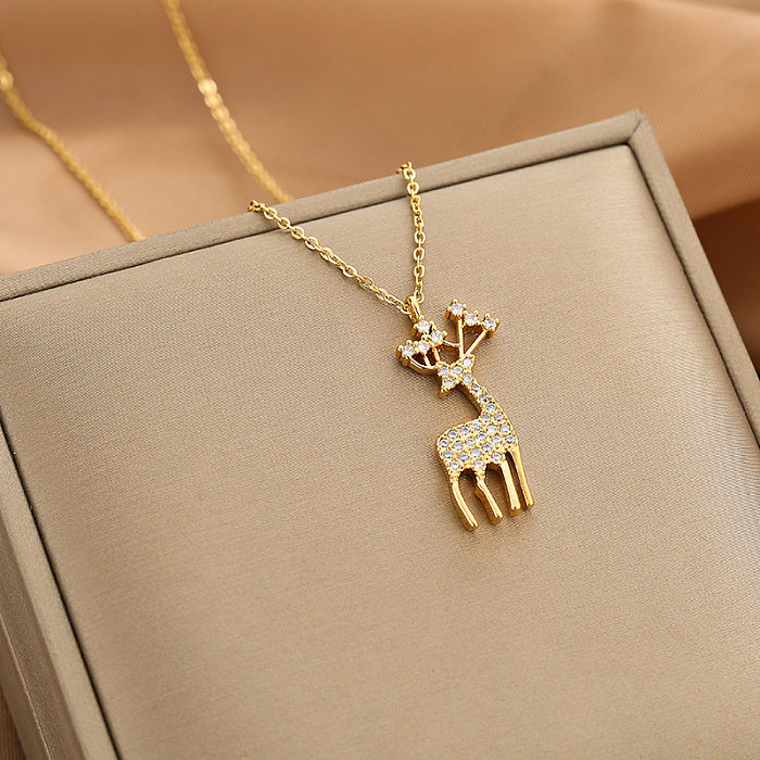 Fashion Heart Shape Peanut Windmill Stainless Steel Plating Inlay Zircon Pendant Necklace 1 Piece