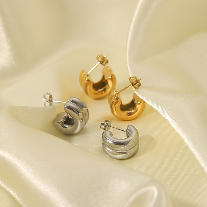 1 Pair Vintage Style Solid Color Plating Stainless Steel  18K Gold Plated Ear Studs