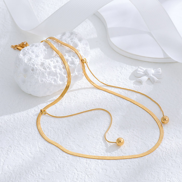 Wholesale Simple Style Classic Style Ball Stainless Steel 24K Gold Plated Necklace