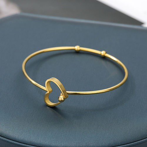 Handmade Solid Color Heart Shape Knot Stainless Steel 18K Gold Plated Bangle In Bulk