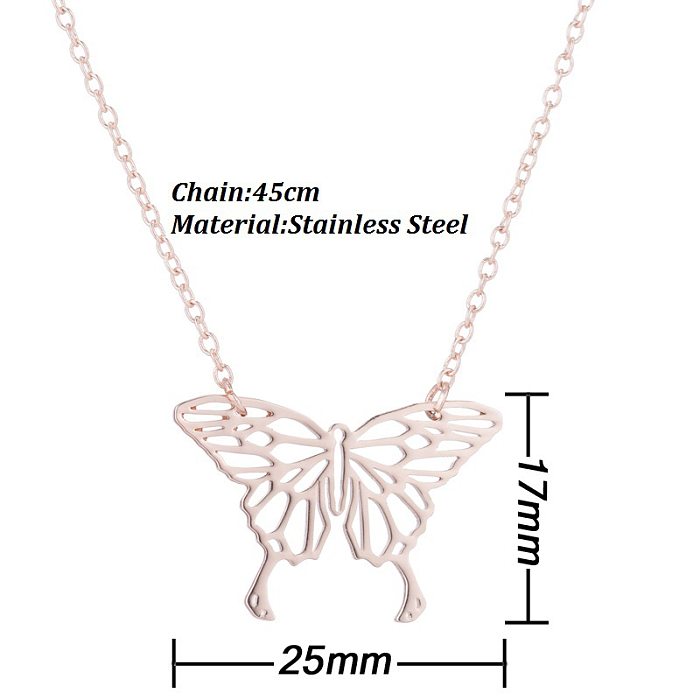 1 Stück modische Schmetterlings-Anhänger-Halskette mit Edelstahlbeschichtung