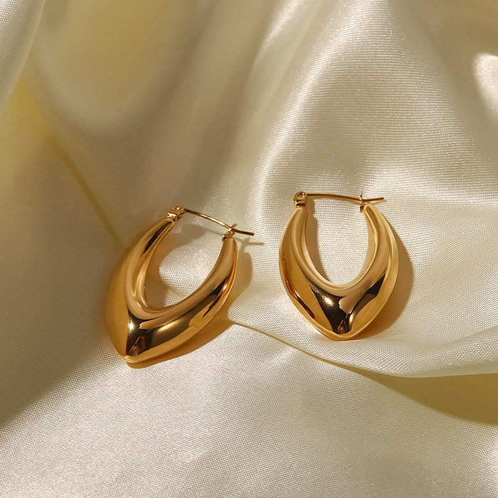 Fashion V Shape Stainless Steel  Earrings Gold Plated Stainless Steel  Earrings