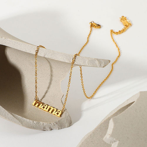 Europäischer und amerikanischer Edelstahl-Galvanik-Buchstaben-Anhänger mit gleichem Absatz, 18 Karat Gold-Edelstahl-Halskette für Frauen