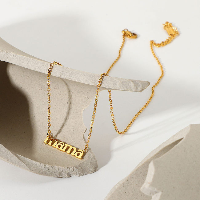 Europäischer und amerikanischer Edelstahl-Galvanik-Buchstaben-Anhänger mit gleichem Absatz, 18 Karat Gold-Edelstahl-Halskette für Frauen
