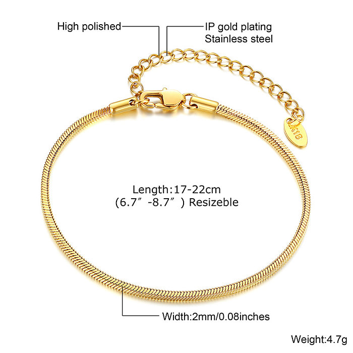 أساور IG Style الكلاسيكية ذات اللون الصلب المصنوعة من الفولاذ المقاوم للصدأ المطلية بالذهب عيار 18 قيراط بكميات كبيرة