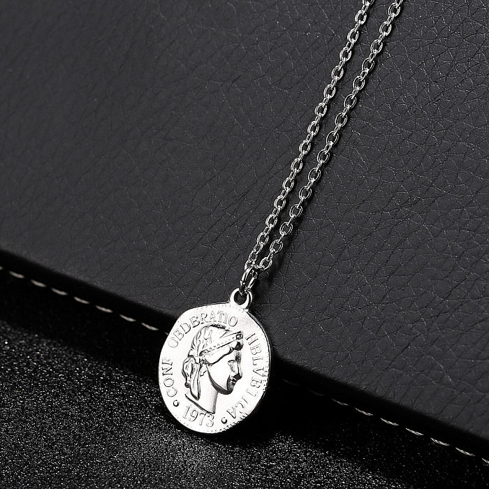 Casual Simple Style Irregular Portrait Stainless Steel Plating 18K Gold Plated Pendant Necklace
