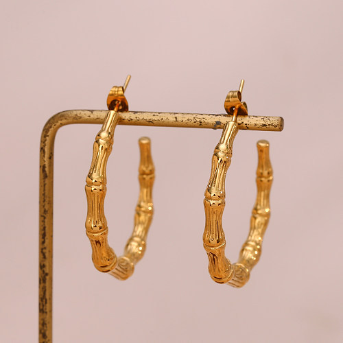 زوج واحد من أقراط الأذن المطلية بالذهب عيار 1 قيراط والمطلية بالفولاذ المقاوم للصدأ على شكل C طراز INS