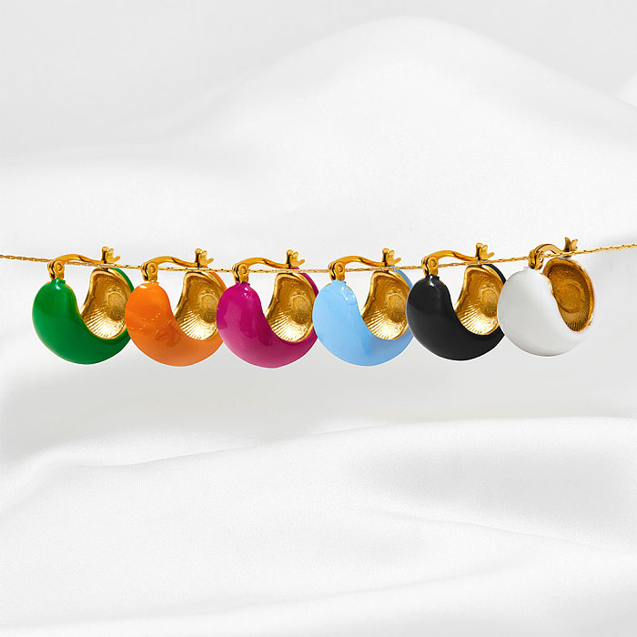 1 Pair Simple Style Color Block Plating Stainless Steel  Gold Plated Ear Studs