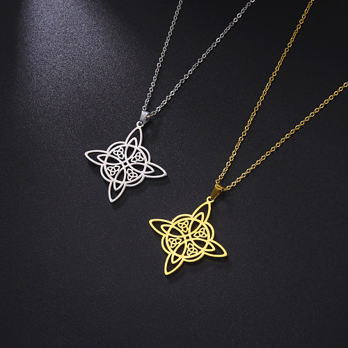 Korean Style One-Piece Delivery Personalized Witch Double-Layer Celtic Triangle Pendant 304 Stainless Steel  Necklace